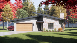 R7482-A Contemporary House, 3 Bed, 2 Bath | Plan SM164 Exterior-5