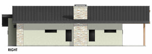 R7482-A Contemporary House Right CAD, 3 Bed, 2 Bath | Plan SM164 