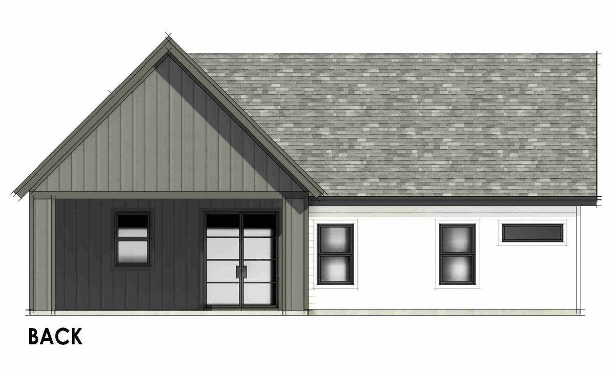 R7944-A Modern Farmhouse, 3 Bedrooms, 2 Bathrooms | SM165 Back CAD