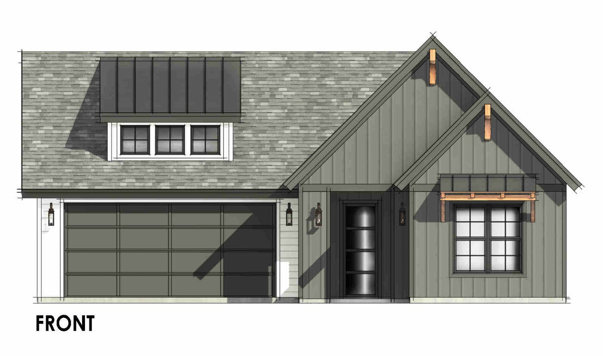 R7944-A Modern Farmhouse, 3 Bedrooms, 2 Bathrooms | SM165 Front CAD