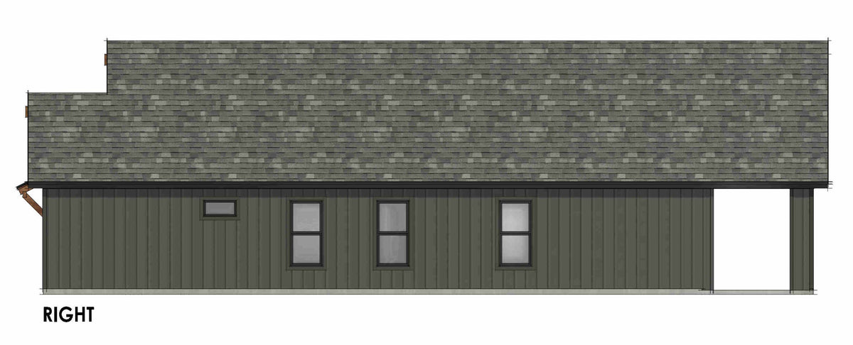 R7944-A Modern Farmhouse, 3 Bedrooms, 2 Bathrooms | SM165 Right CAD