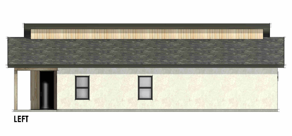 R7981-A Contemporary Modern House, 3 Bedrooms, 2 Bathrooms | SM166A Left Elevation