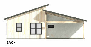 R7981-A Contemporary Modern House, 3 Bedrooms, 2 Bathrooms | SM166A Back Elevation