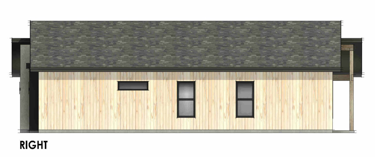 R7981-A Contemporary Modern House, 3 Bedrooms, 2 Bathrooms | SM166A Right Elevation