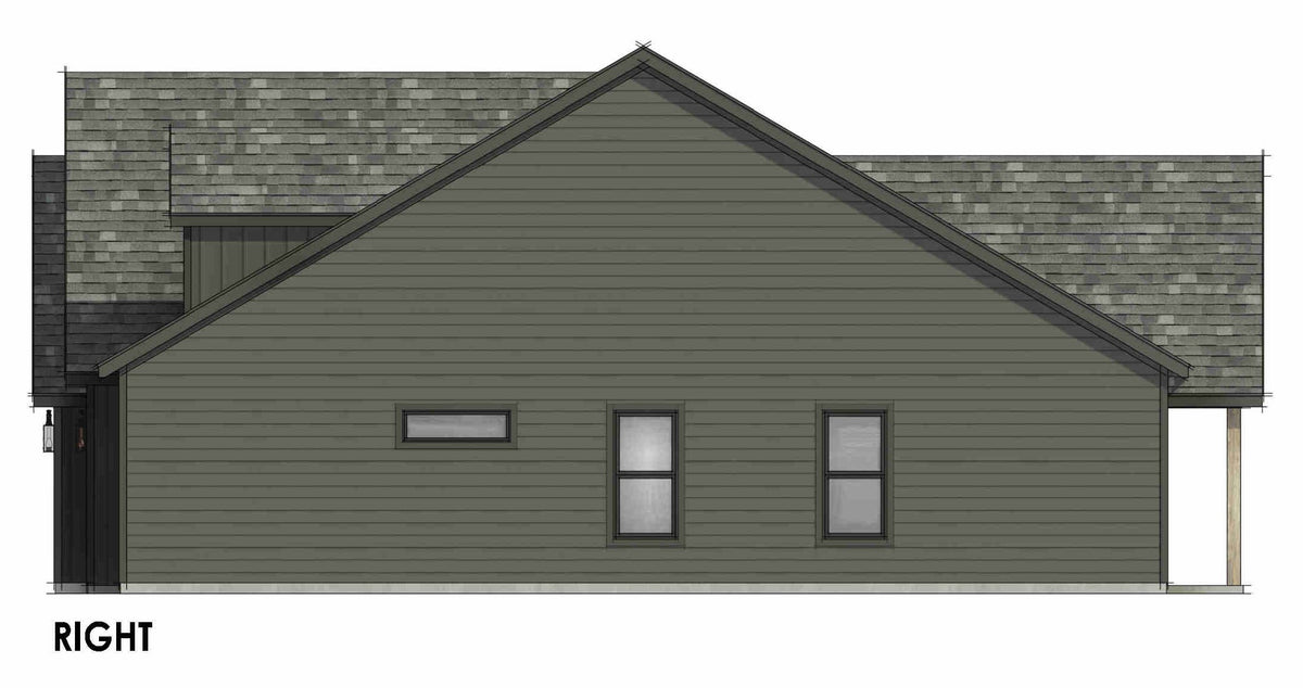 R8040-A Modern Farmhouse, 3 Bedrooms, 2 Bathrooms | SM166B Right CAD