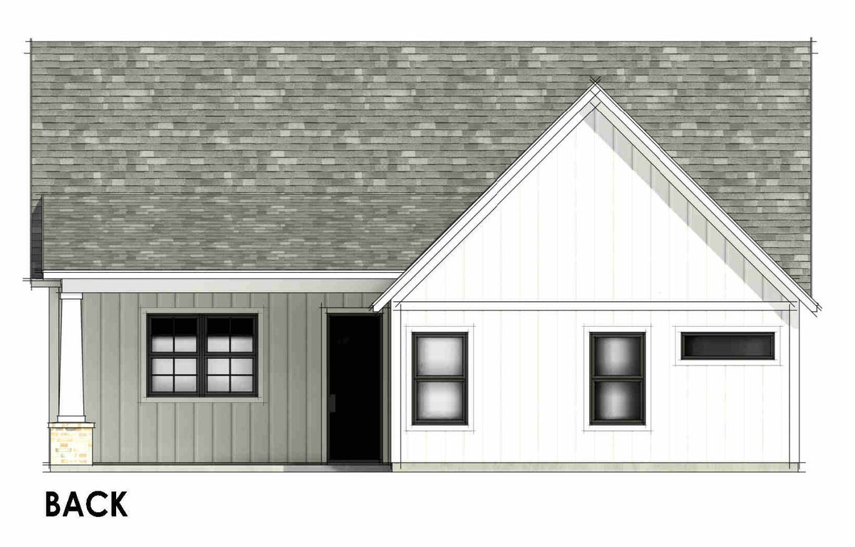 R8039-A Modern Farmhouse, 3 Bedrooms, 2 Bathrooms | SM167A Back CAD