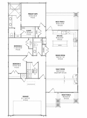 R8039-A Modern Farmhouse First Floor Plan, 3 Bedrooms, 2 Bathrooms | SM167A 