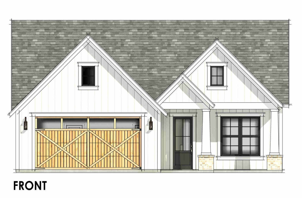 R8039-A Modern Farmhouse, 3 Bedrooms, 2 Bathrooms | SM167A Front CAD