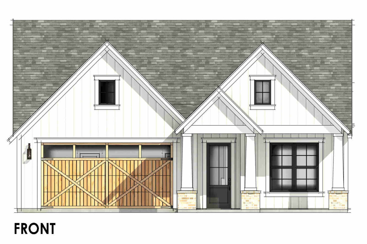 R8098-A Craftsman House, 4 Bedrooms, 3 Bathrooms | SM168A House Plan Front CAD