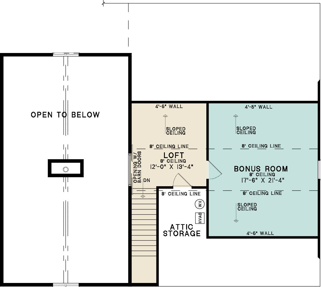 AE8384-A Barndominium Farmhouse Second Floor Plan, 5 Bedrooms, 3.5 Bathrooms | Willow Ridge House Plan 