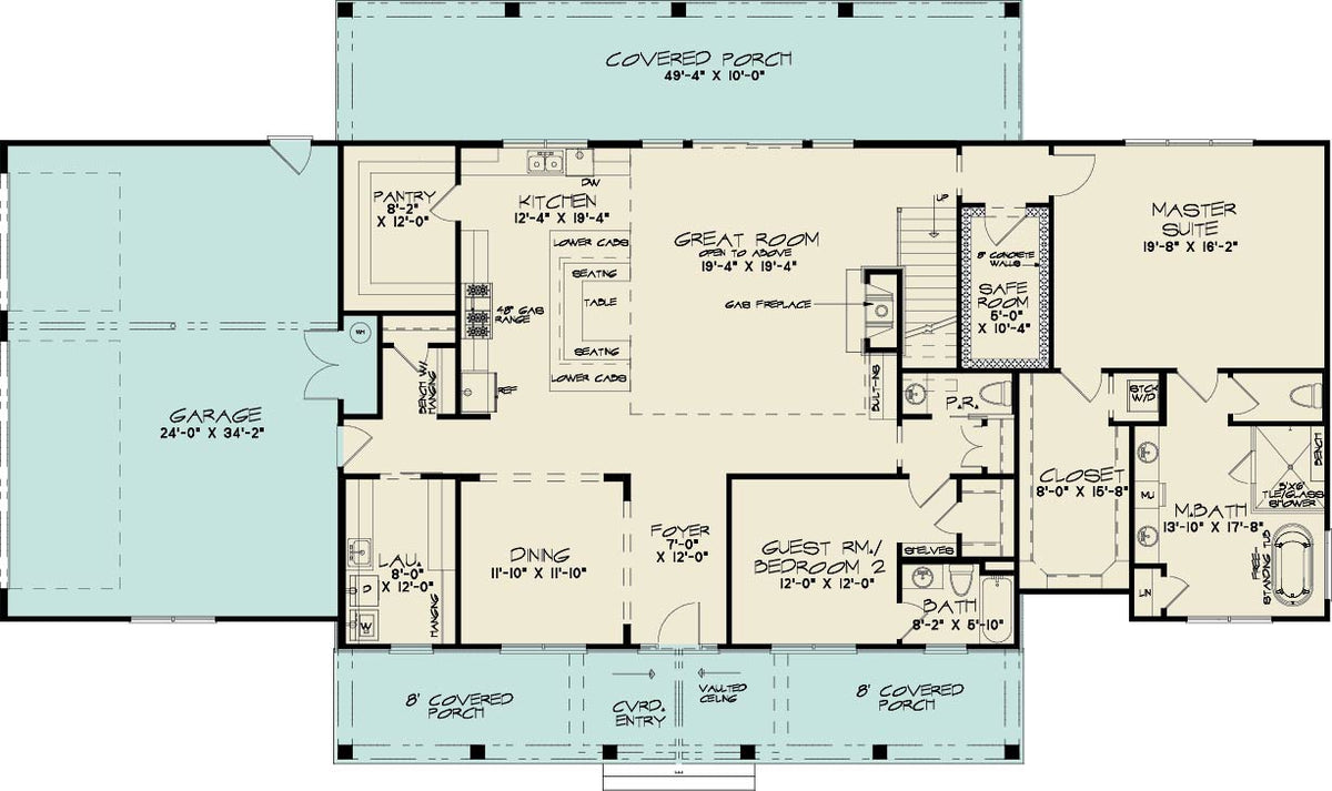 AE8385-A Modern Farmhouse First Floor Plan, 3 Bedrooms, 3.5 Bathrooms | Rockwood Cove House Plan 