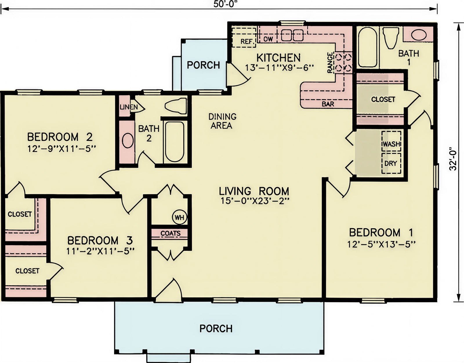 ST25085 Corona Traditional Style House Plan, 3 Bedrooms 2 Bathrooms Exterior