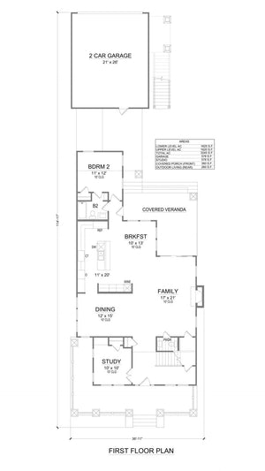 F7493-A Craftsman House First Floor Plan, 4 Bed, 4.5 Bath | Steiner Street House Plan 