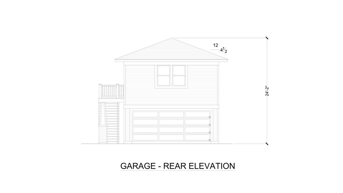 F7493-A Craftsman House Garage Rear Elevation, 4 Bed, 4.5 Bath | Steiner Street House Plan 
