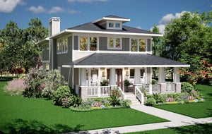 F7493-A Craftsman House, 4 Bed, 4.5 Bath | Steiner Street House Plan Exterior-2