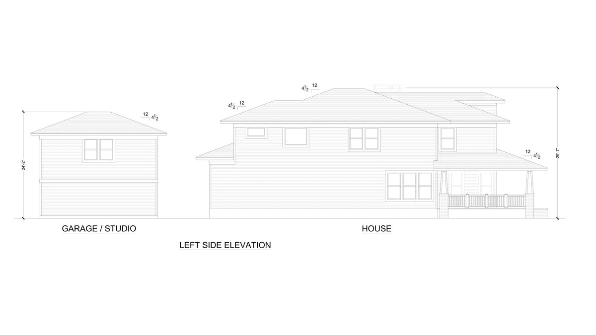 F7493-A Craftsman House Left Elevation, 4 Bed, 4.5 Bath | Steiner Street House Plan 