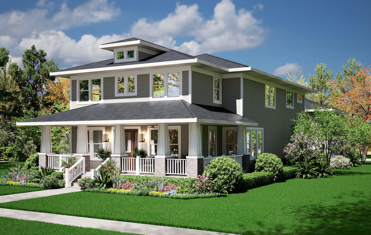 F7493-A Craftsman House, 4 Bed, 4.5 Bath | Steiner Street House Plan Exterior-3