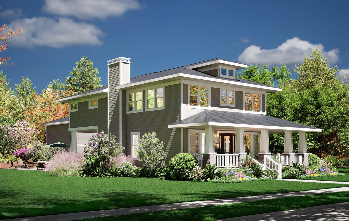 F7493-A Craftsman House, 4 Bed, 4.5 Bath | Steiner Street House Plan Exterior-4