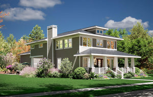 F7493-A Craftsman House, 4 Bed, 4.5 Bath | Steiner Street House Plan Exterior-4
