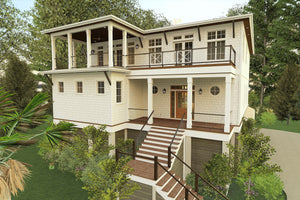 X5732-A Coastal House, 3 to 4 Bedrooms, 4.5 Bathrooms | Sandy Dunes House Plan Exterior-4