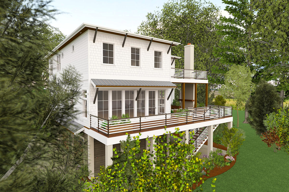 X5732-A Coastal House, 3 to 4 Bedrooms, 4.5 Bathrooms | Sandy Dunes House Plan Exterior-3