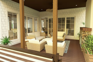 X5732-A Coastal House, 3 to 4 Bedrooms, 4.5 Bathrooms | Sandy Dunes House Plan Rear Porch