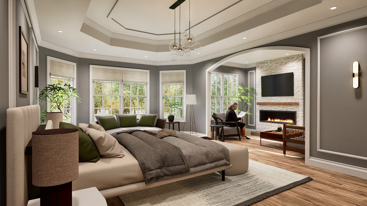 Spacious 5-bedroom home with grand foyer and outdoor living areas.