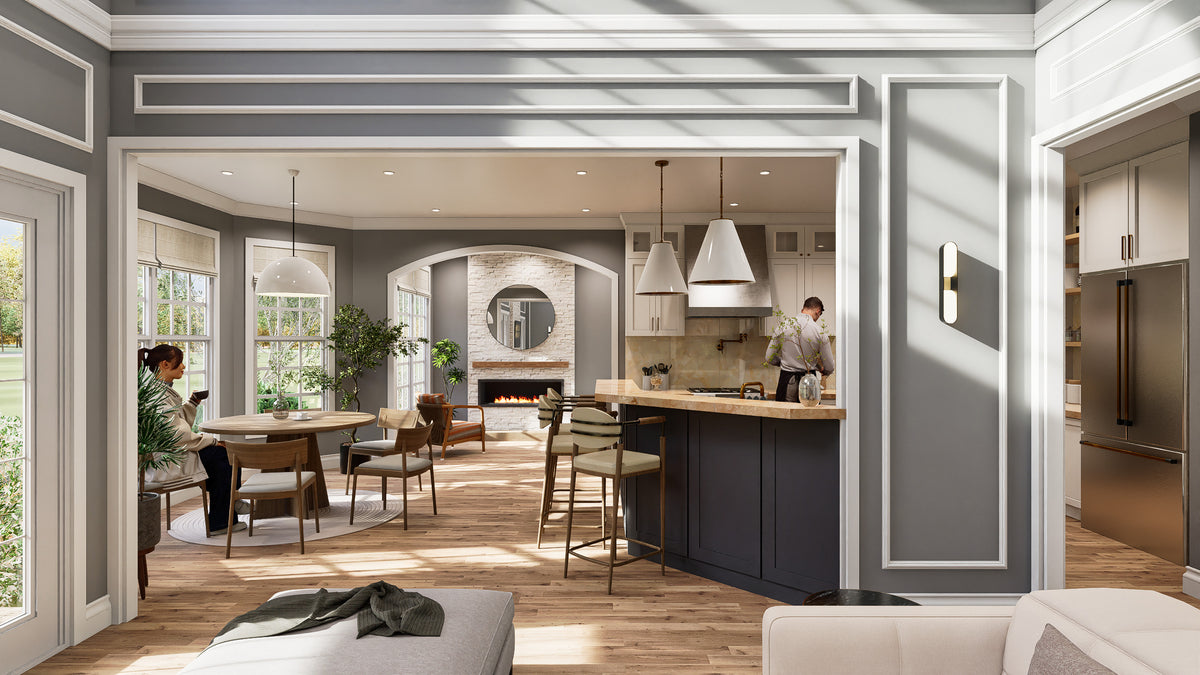 Spacious 5-bedroom home with grand foyer and outdoor living areas.