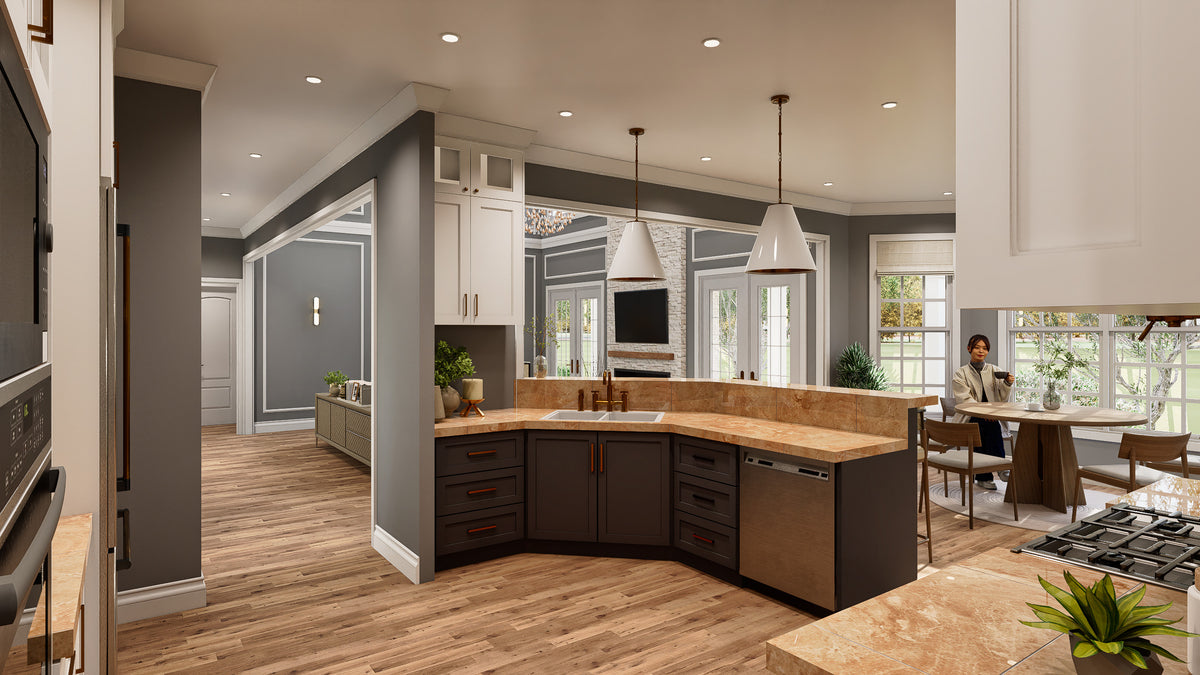 Spacious 5-bedroom home with grand foyer and outdoor living areas.