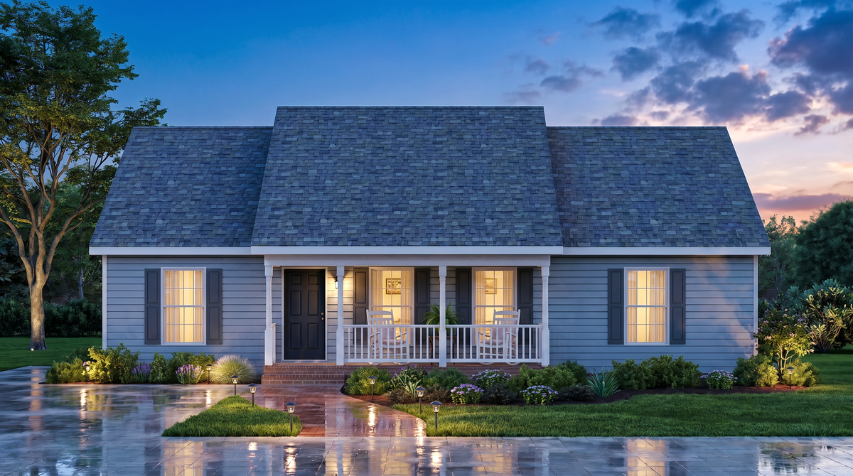 A8197-A Traditional House, 3 Bedrooms, 2 Bathrooms | Shane House Plan Exterior-2