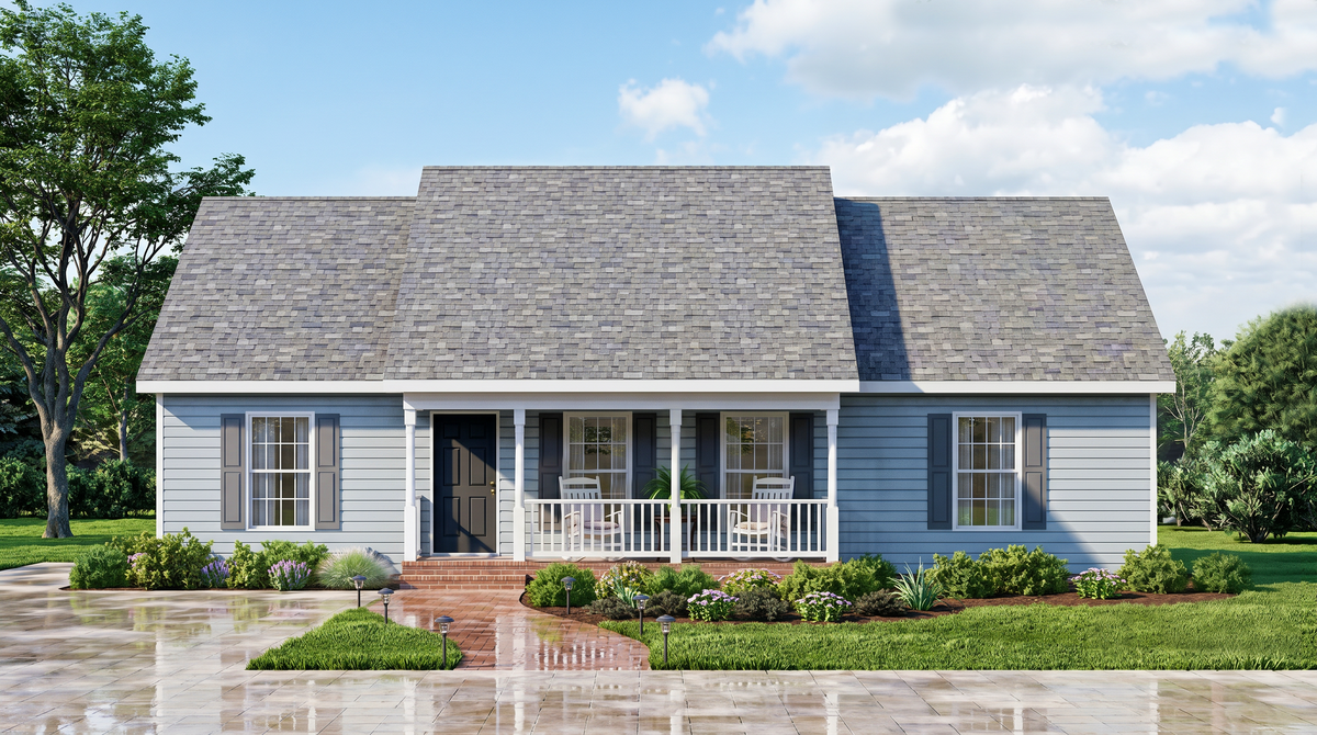A8197-A Traditional House, 3 Bedrooms, 2 Bathrooms | Shane House Plan Exterior-3