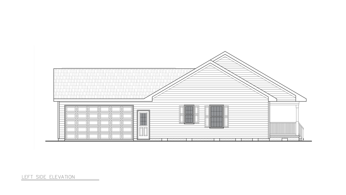A8197-A Traditional House, 3 Bedrooms, 2 Bathrooms | Shane House Plan Left Elevation