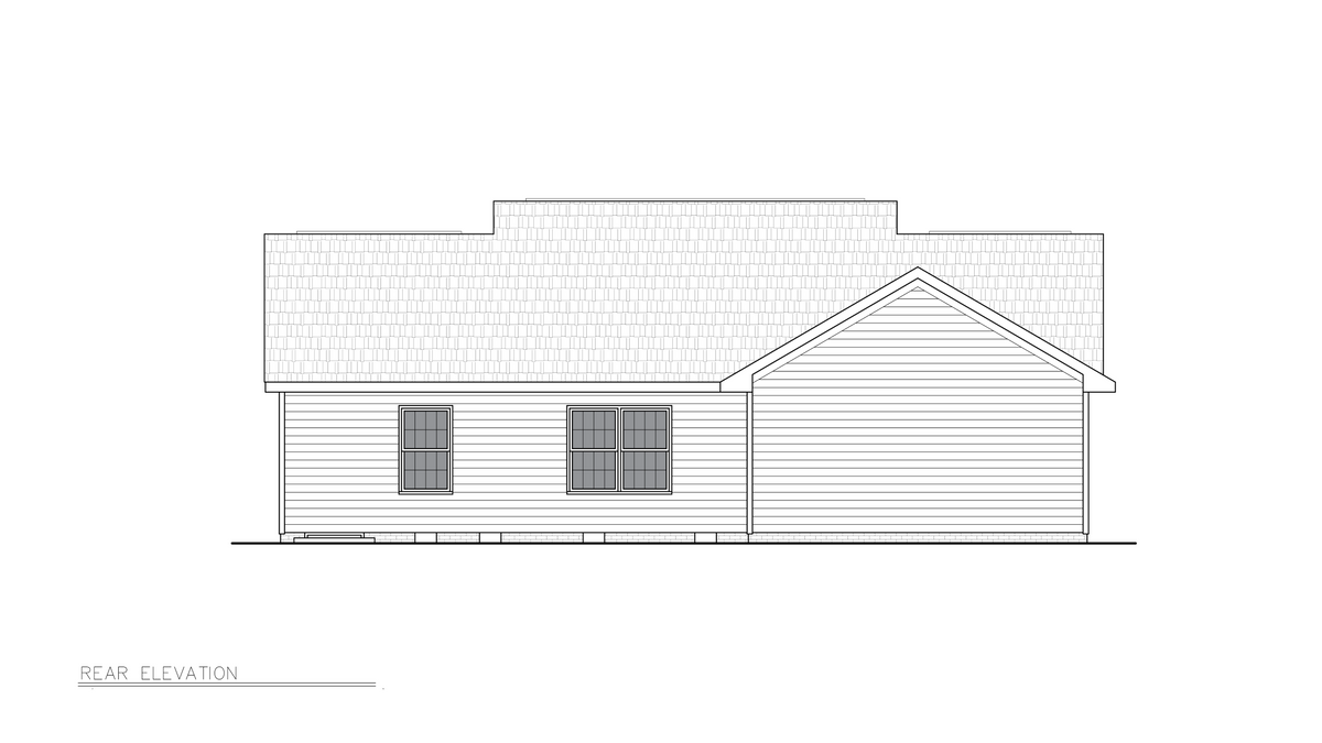 A8197-A Traditional House, 3 Bedrooms, 2 Bathrooms | Shane House Plan Rear Elevation