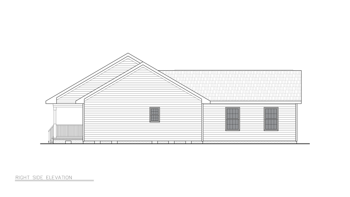 A8197-A Traditional House, 3 Bedrooms, 2 Bathrooms | Shane House Plan Right Elevation