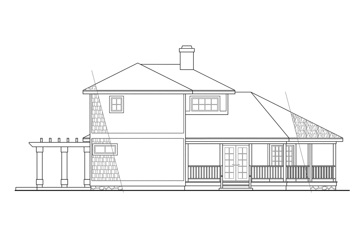 AM8268-A Cape Pod House, 2 Bedrooms, 2 Bathrooms | Lakeview House Plan Left Elevation