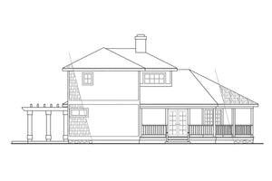AM8268-A Cape Pod House, 2 Bedrooms, 2 Bathrooms | Lakeview House Plan Left Elevation