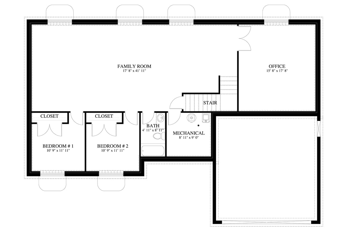AO8483-A Traditional House, 3 to 5 Bedrooms, 2.5 to 3.5 Bathrooms | Simpson House Plan Basement Floor Plan