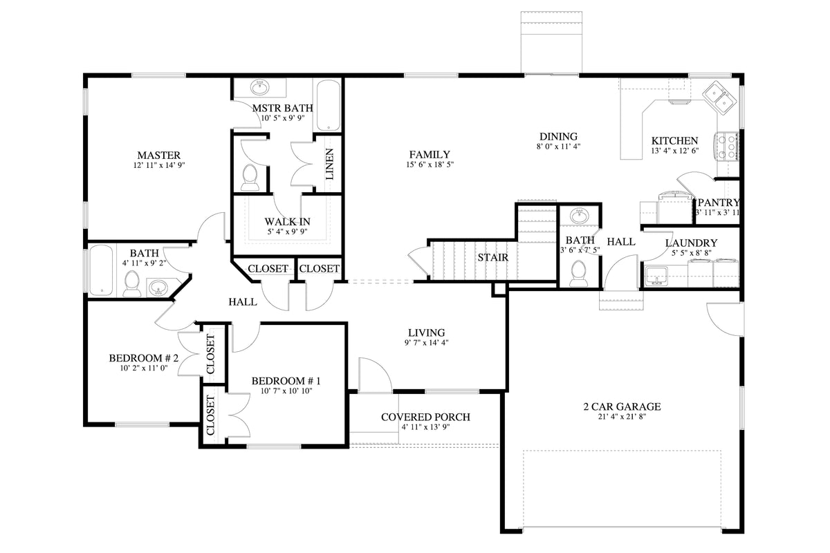 AO8483-A Traditional House, 3 to 5 Bedrooms, 2.5 to 3.5 Bathrooms | Simpson House Plan First Floor Plan