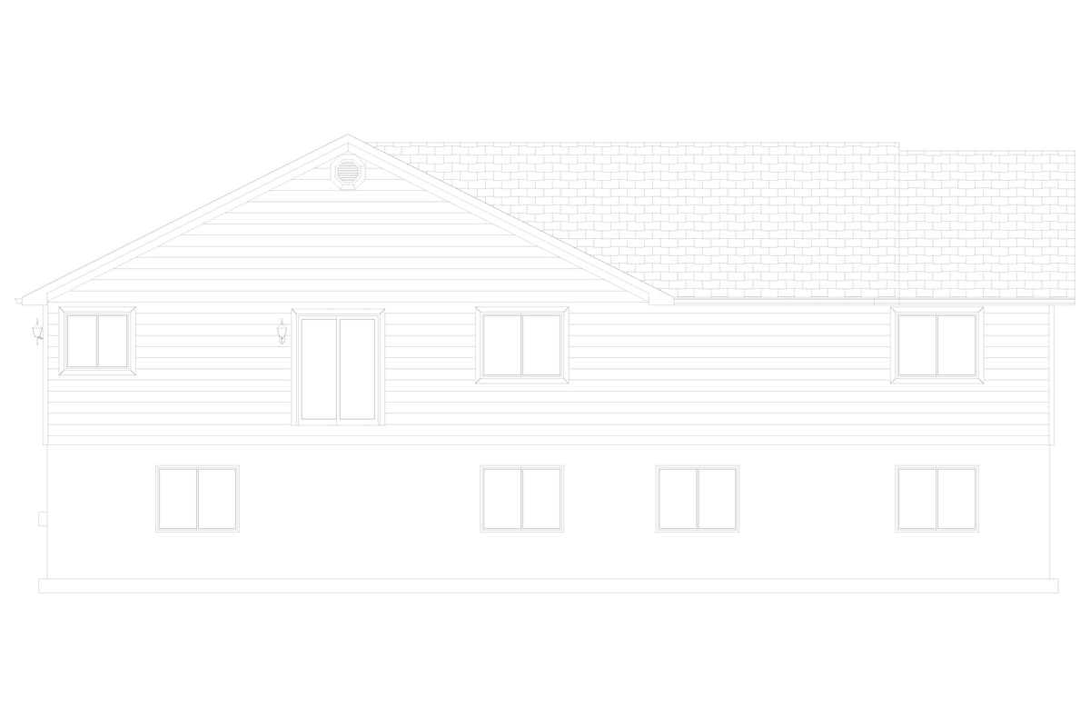 AO8483-A Traditional House, 3 to 5 Bedrooms, 2.5 to 3.5 Bathrooms | Simpson House Plan Rear Elevation