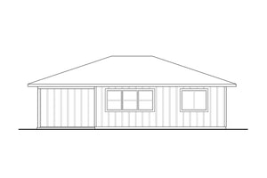 AM8113-A Cottage House, 2 Bedrooms, 2 Bathrooms | Pike Cottage House Plan Rear Elevation