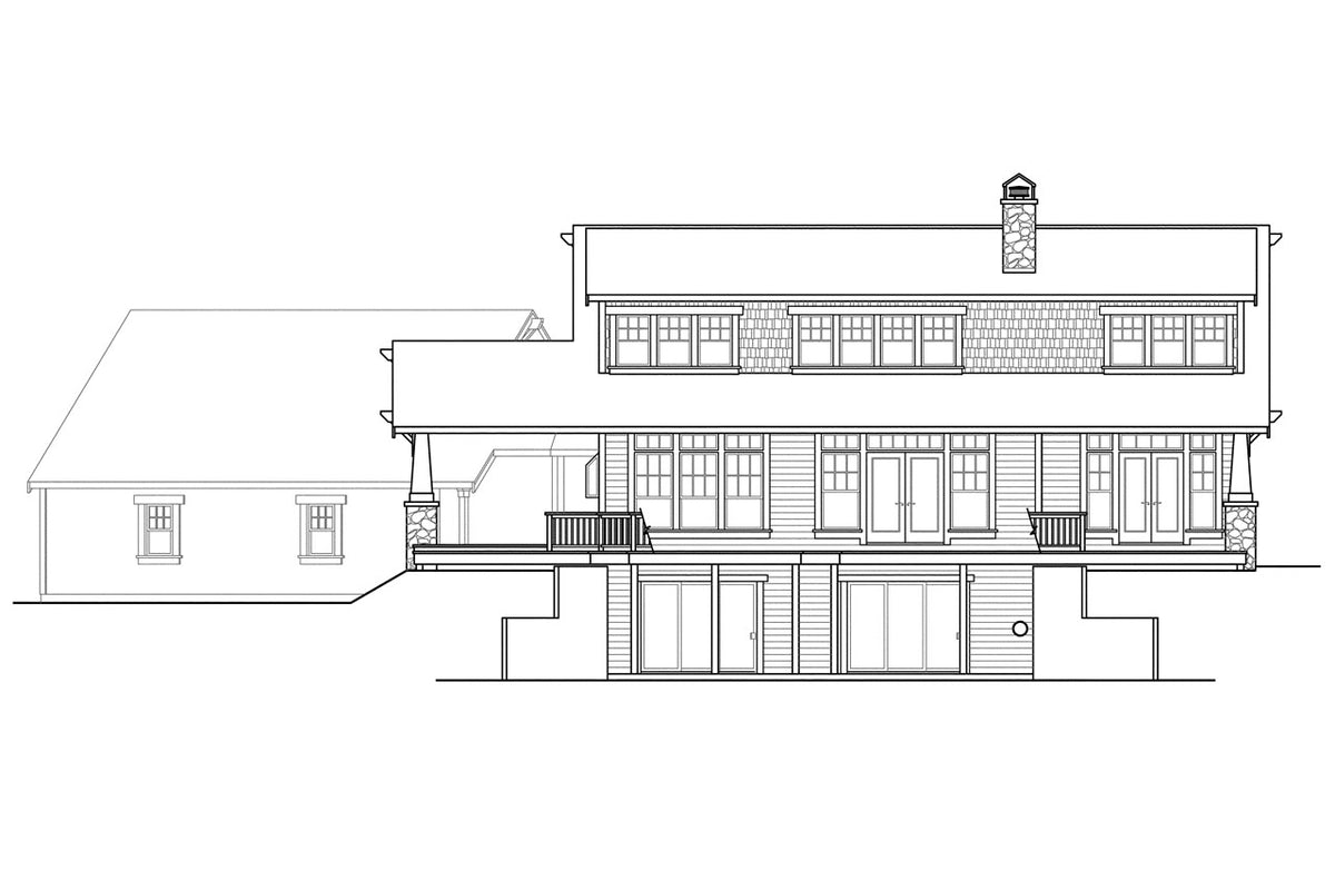 AM7648-A Craftsman House Rear Elevation, 2662 Square Feet, 3 Bedrooms, 2.5 Bathrooms | Cedarbrook House Plan 