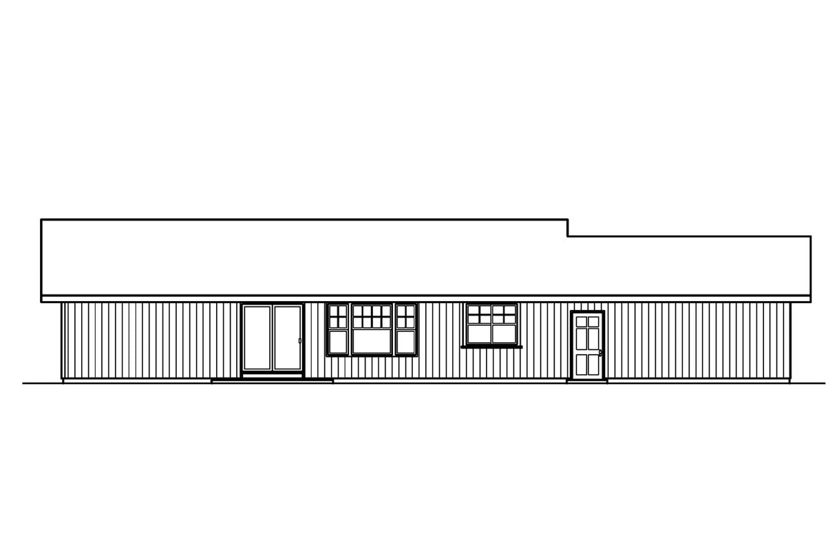 AM8112-A Ranch House, 3 Bedrooms, 2 Bathrooms | Mackay House Plan Rear Elevation
