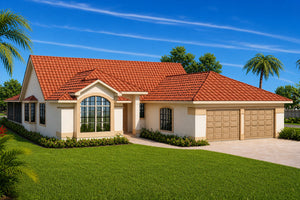 AM8270-A Mediterranean House, 4 Bedrooms, 2 Bathrooms | Alessandro House Plan Exterior