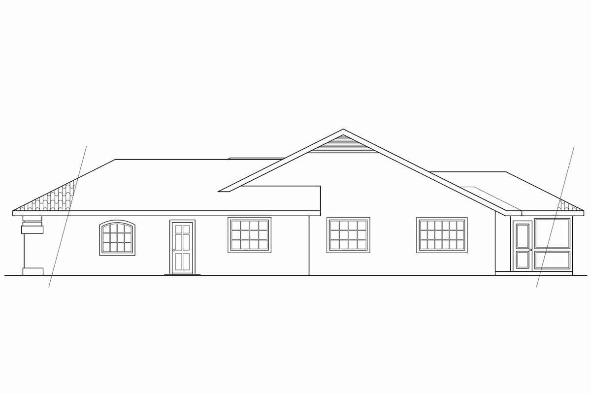 AM8270-A Mediterranean House, 4 Bedrooms, 2 Bathrooms | Alessandro House Plan Right Elevation