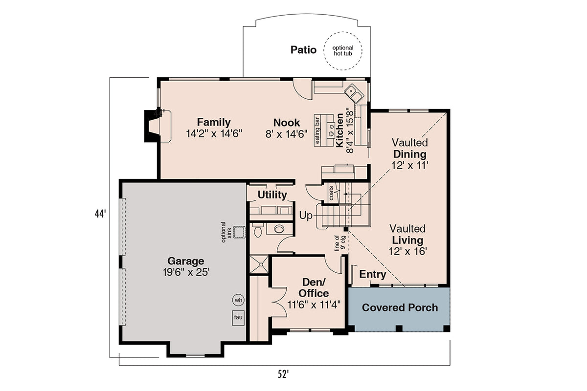 AM8272-A Southwestern House First Floor Plan, 4 Bedrooms, 3 Bathrooms | Augusta House Plan 