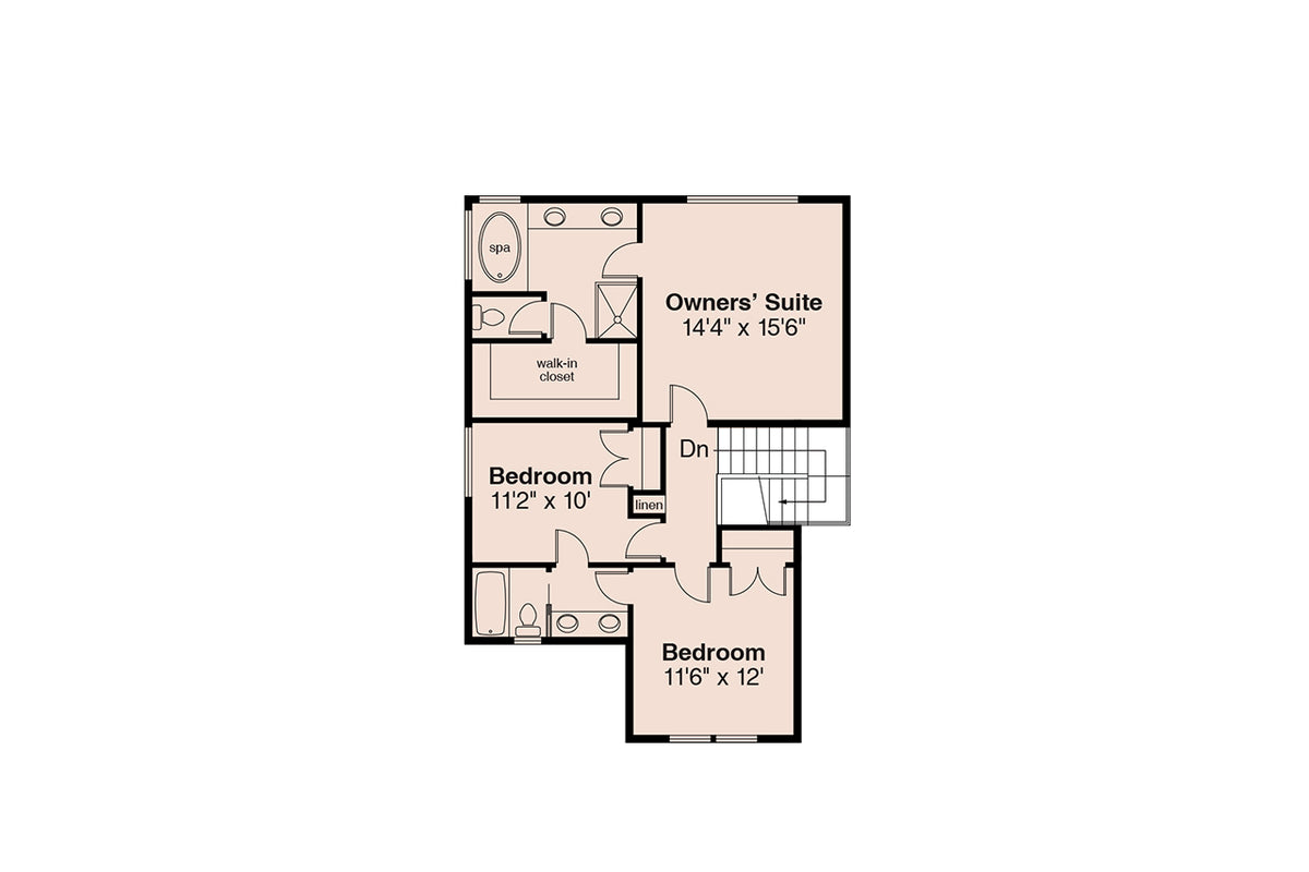 AM8272-A Southwestern House Second Floor Plan, 4 Bedrooms, 3 Bathrooms | Augusta House Plan 