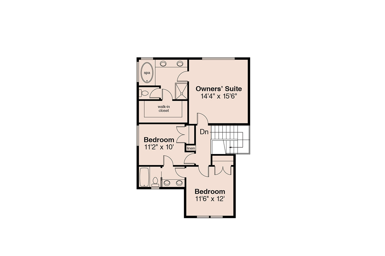 AM8272-A Southwestern House Second Floor Plan, 4 Bedrooms, 3 Bathrooms | Augusta House Plan 