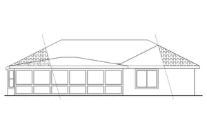 AM7788-A Southwestern House Rear Elevation, 3 Bedrooms, 2 Bathrooms | 11-031 Camille 