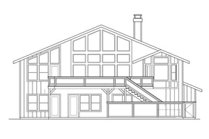 AM7660-A Lodge House Rear Elevation, 5 Bedrooms, 4 Bathrooms | Catkin House Plan 