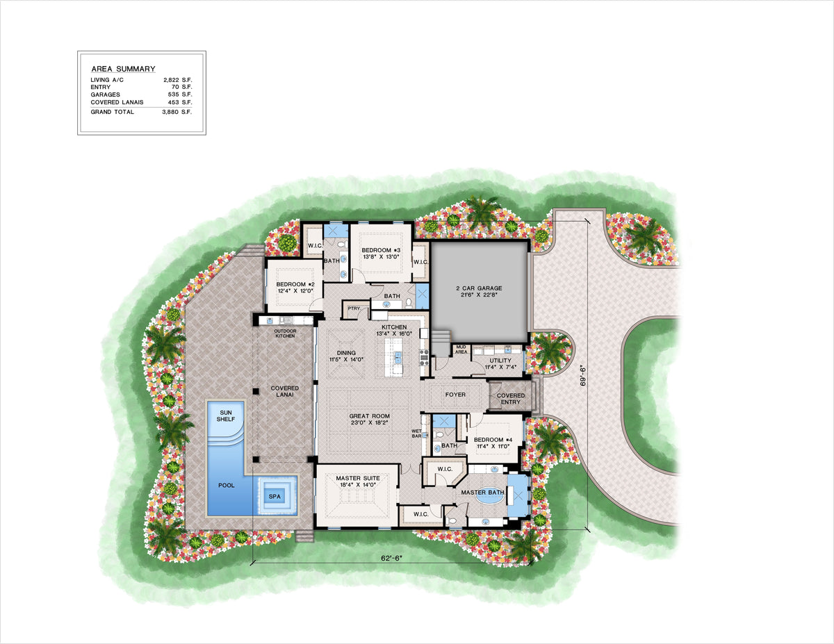 P7378-A Stillwater House First Floor Plan 4 Beds 4 Baths